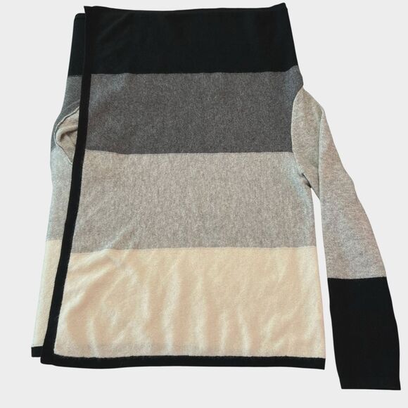 Charter Club Luxury 100% Cashmere Open Front Cardigan Large Gray Black Cream - Picture 6 of 12
